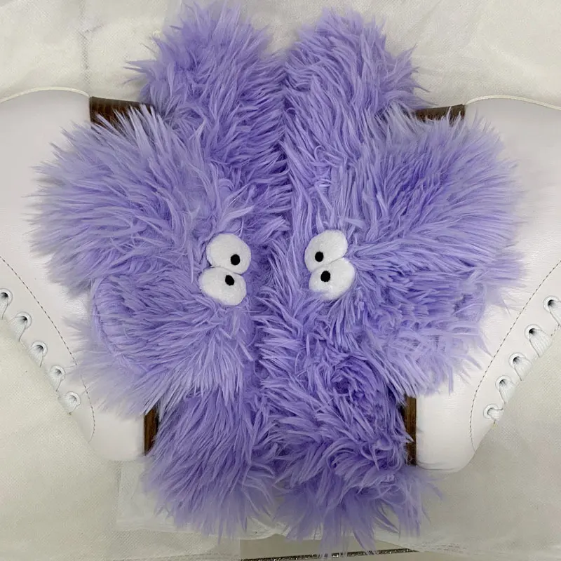 Pokrowiec na ostrze do łyżw figurowych, miękki, chłonny, odporny na zarysowania, odporny na rdzę, bawełniany pokrowiec na ostrze, fioletowy potwór z włosami na ostrzu c