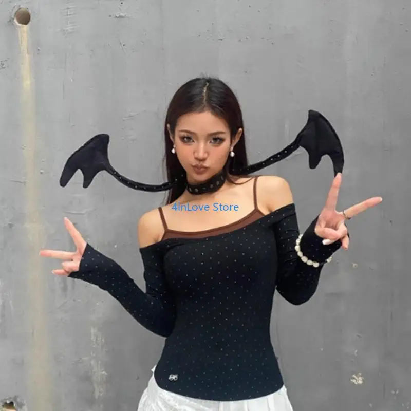 T4MD Practical Sturdy Farbic Materials Angel Devil Wing Choker Decoration for Trendsetters and Punk Lovers Daily Use
