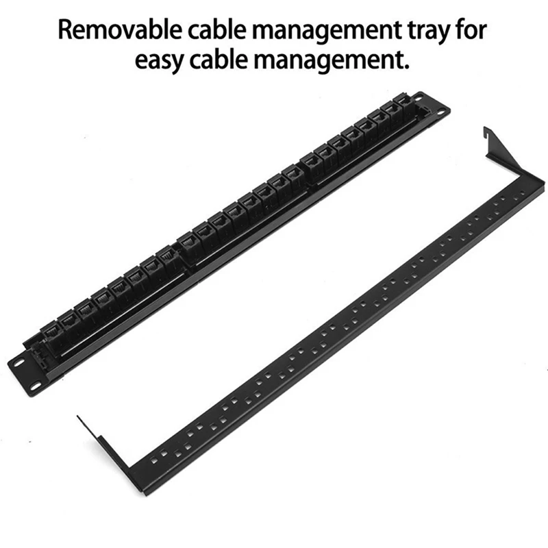 4X 19Inch 1U Cabinet Rack Pass-Through 24 Port CAT6 Patch Panel RJ45 Contact Port (RJ45 Contact Port) Modular Frame