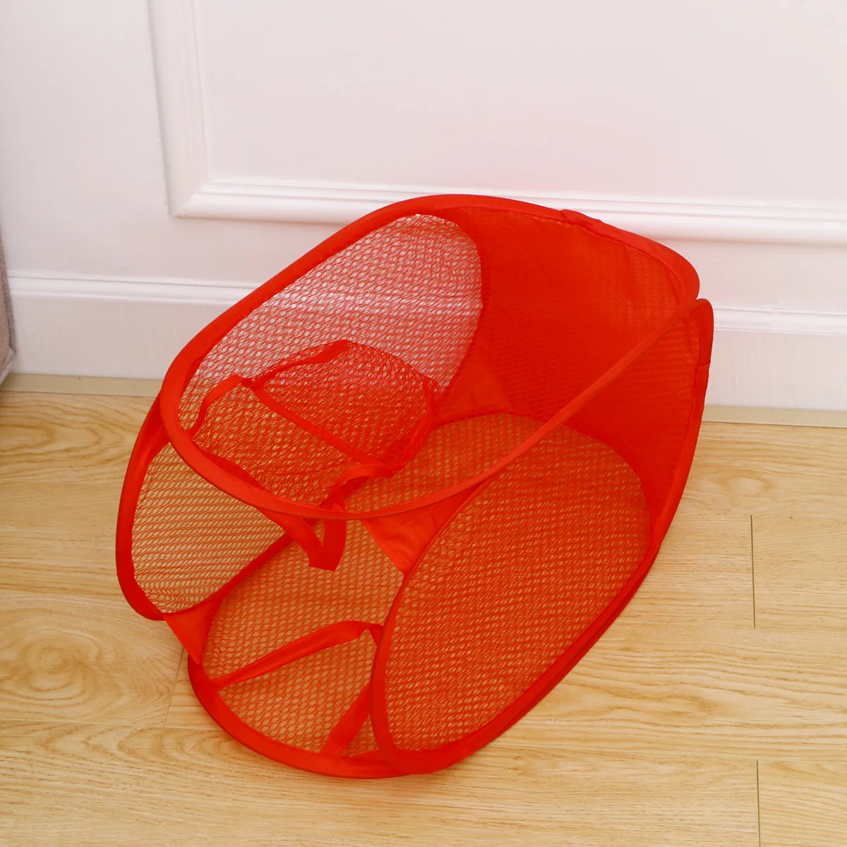 

Alipis Foldable Laundry Basket Mesh Hamper for Dirty Clothes Lightweight Storage Red Toy Organizer Easy Carry