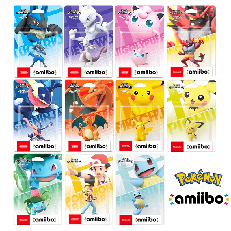 ARTSWIFT Amiibo - Pokémon - Super Smash Bros. PIKACHU Trainer Incineroar JIGGLYPUFF MENTWO LUCARIO Figure Original Asian Version