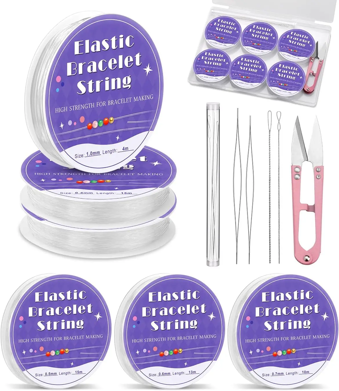 

IMAZY Эластичная веревка для браслетов Дружба Прозрачная эластичная веревка для браслета с иглами для бисера для изготовления ювелирных изделий