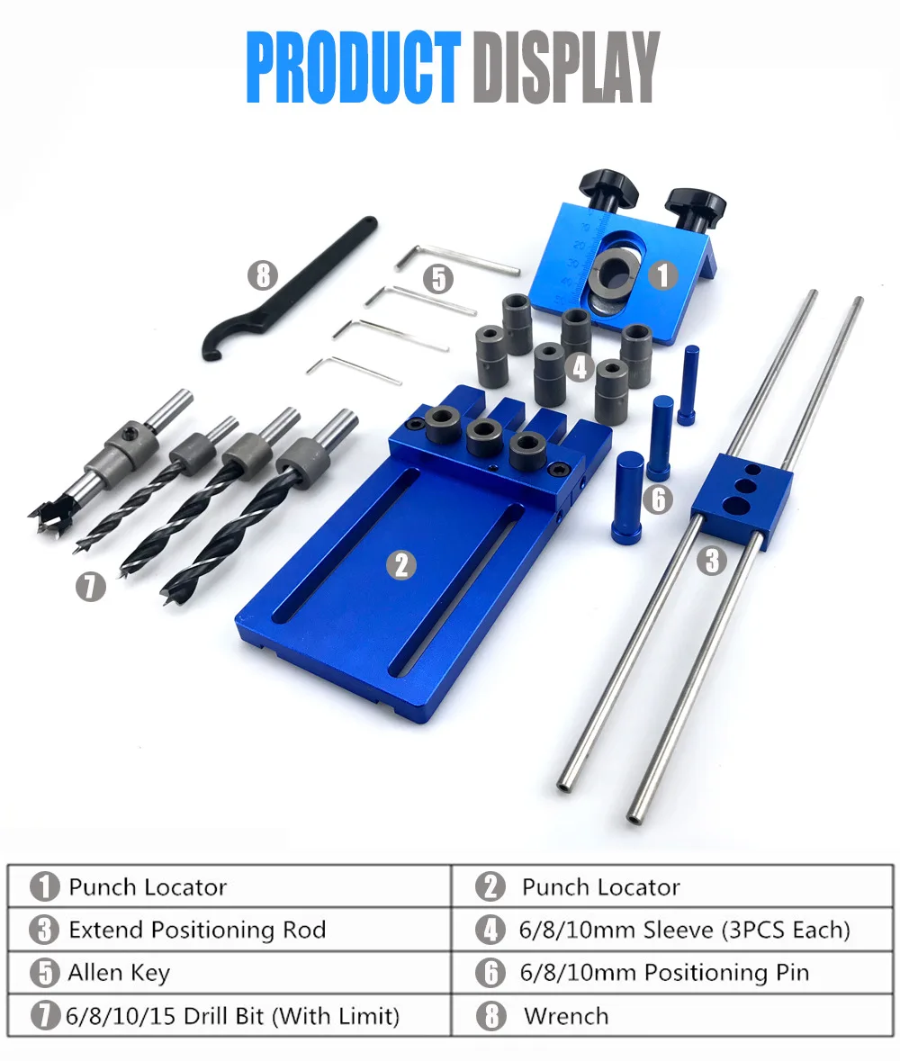 3-in-1 hole opener, wood embedded parts locator, round wood tenon hole opener, wood furniture woodworking hole puncher view 2