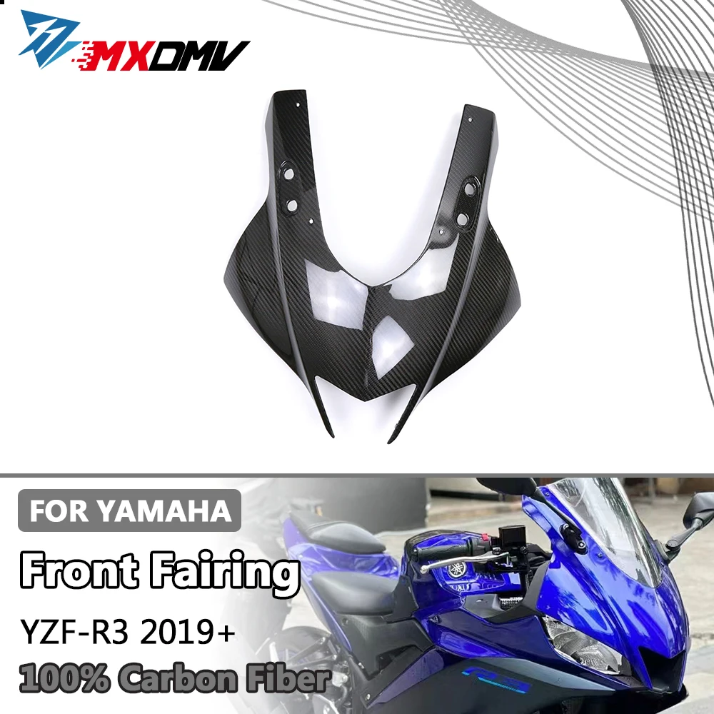 

For Yamaha YZF-R3 YZF R3 2019 2020 2021 2022 2023 100% Full Carbon Fiber Front Fairing Motorcycle Accessories