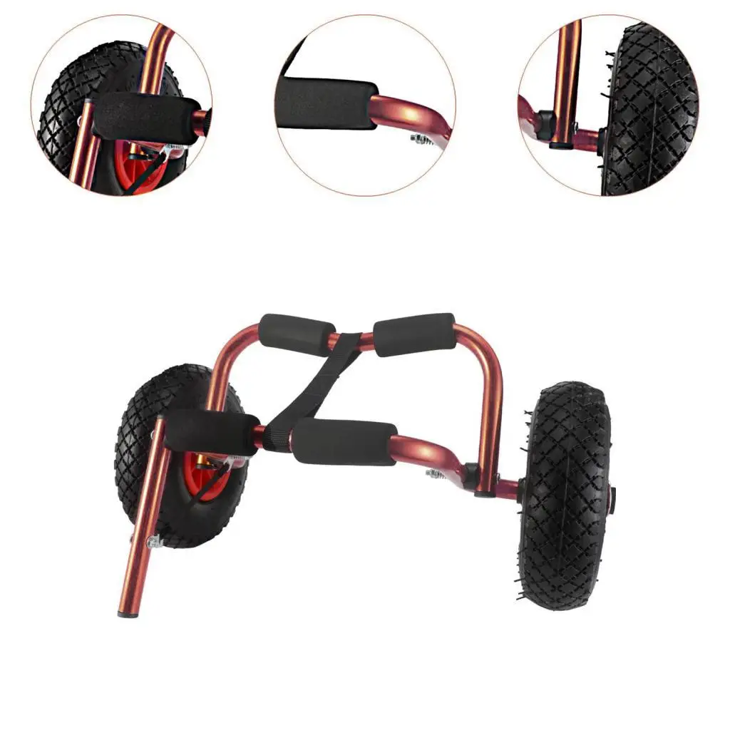 عربة كاياك قابلة للطي عجلة صلبة عالمية شديدة التحمل من سبائك الألومنيوم محمولة قابلة للتعديل تحمل مقطورة قوارب الكاياك القوية #5