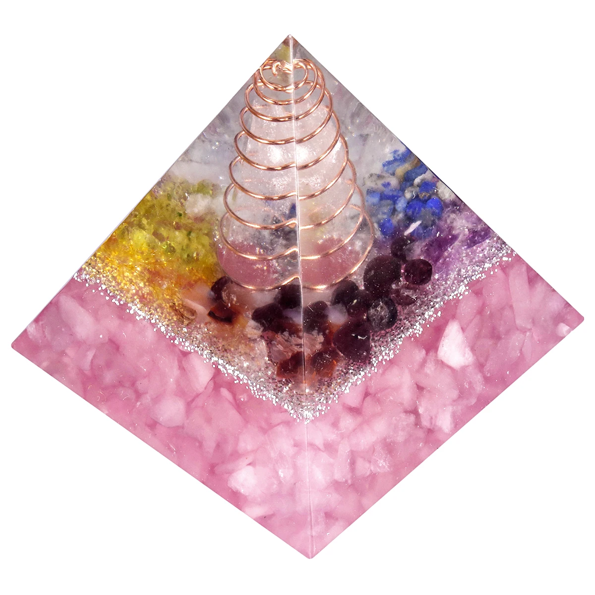 Natural Crystal Tumbled Stone Orgonite Pyramid Reiki Healing Orgone Pyramide Yoga Meditation Tool Room Ornaments