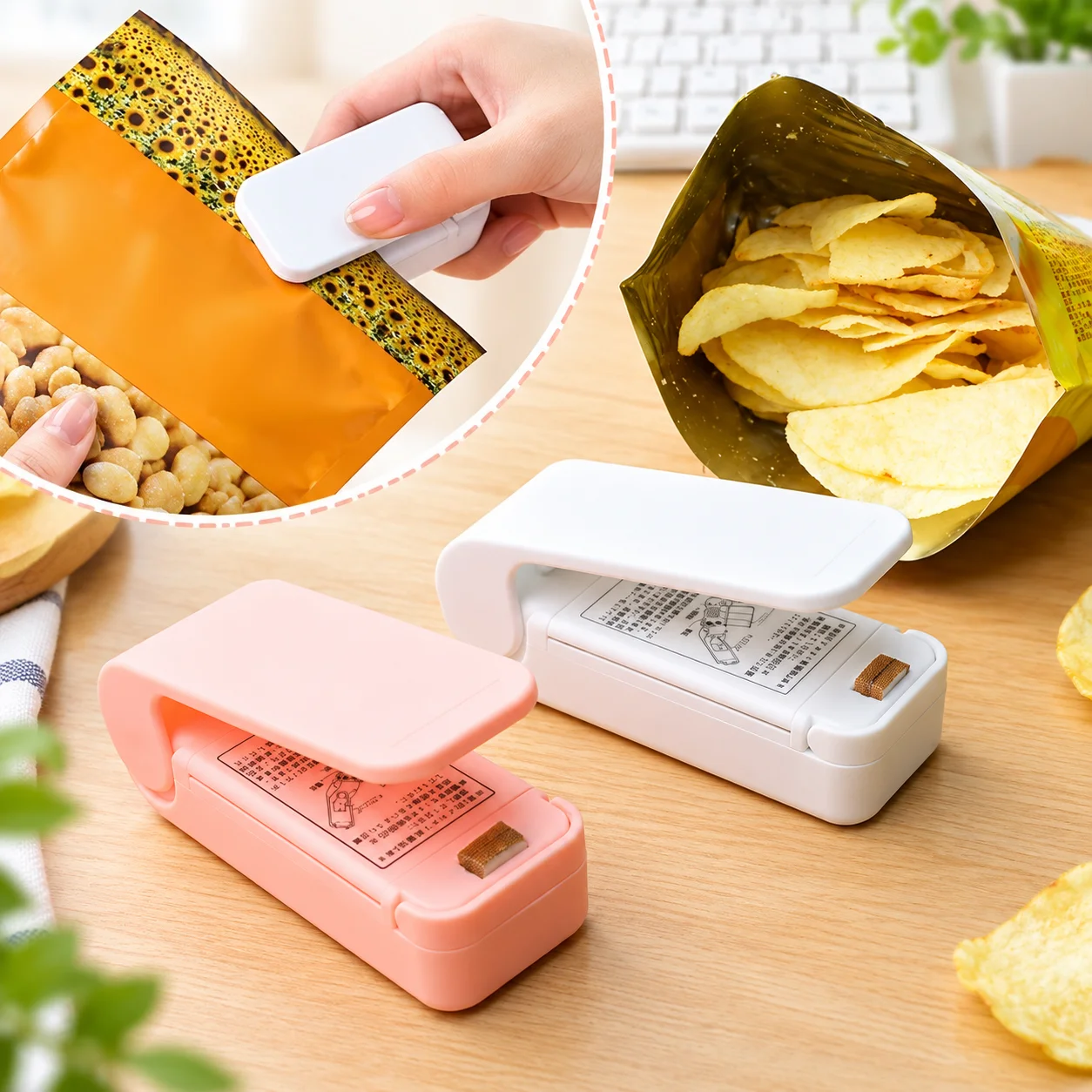 1PC Snack Sealer Mini Heat Bag Sealing Machine Package Sealer Portable Kitchen Thermal Plastic Food Bag Closure Accessories Tool
