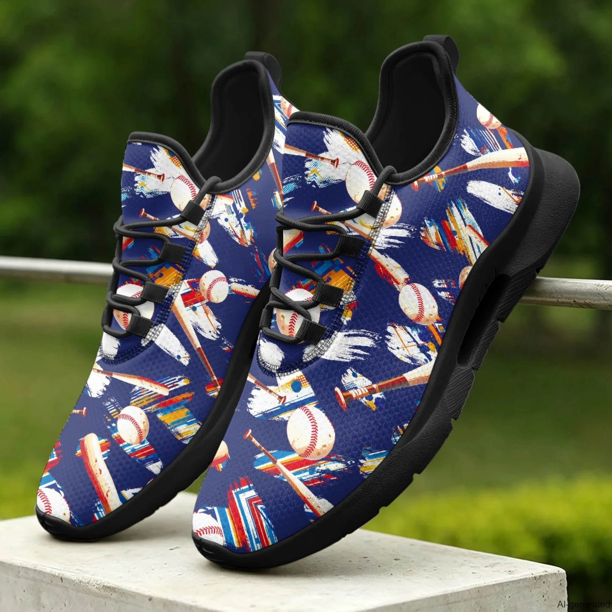 XIXIRIMIDO Lace-up Casual Shoes Men's Sneakers Breathable Mesh Walking Shoes Baseball Pattern Women's Fashion Shoes 35-48