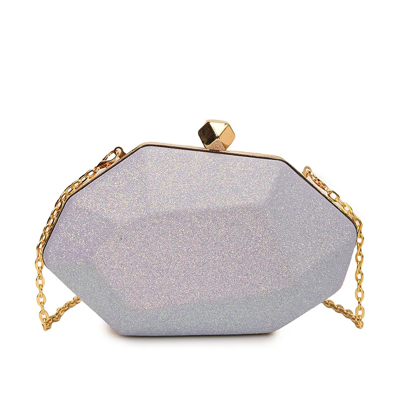 2025, designer 3D-avondclutch voor dames, asymmetrische galageldemonnee, geometrische cocktailtas metalen frame, luxe avant-garde