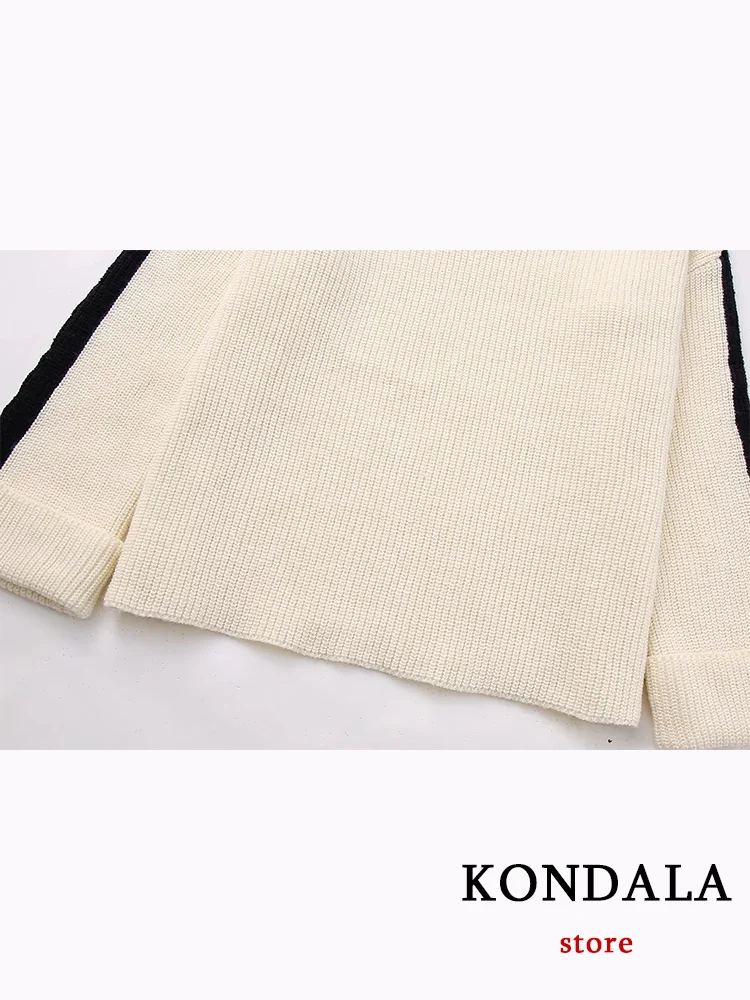 KONDALA Vintage Casual Chic donna dolcevita maglione manica lunga pullover lavorati a maglia allentati maglione moda 2023 autunno inverno top