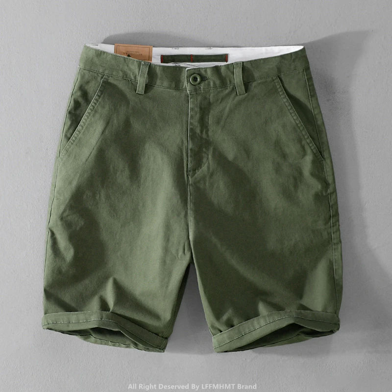 7701 Summer Fashion Men's Simple Basical Cargo Shorts Japan Style High Quality Cotton Solid Color Casual Loose Half Length Pants - Image 3
