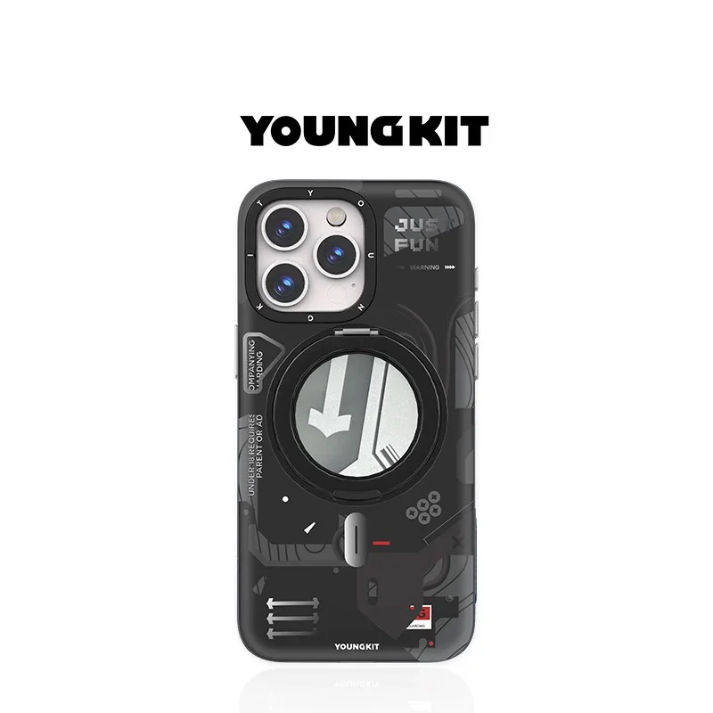 YOUNGKIT Magnetic Bracket Case For iPhone 16 Pro Max Micro Matte Back Cover Case for iPhone 16 Pro
