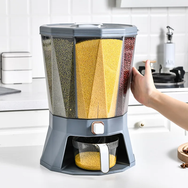For Kitchen Classification Rotating Grains Grid Press Sealed Tank Household Moisture-proof Bucket