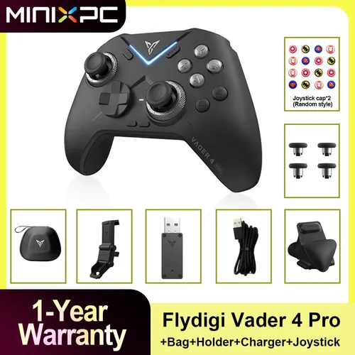 Imagen 1 del producto Controlador de juegos Flydigi Vader 4 Pro con interruptor de gatillo de vibración atlética basculante Hall, mando de 1000Hz para interruptor móvil, TV y PC