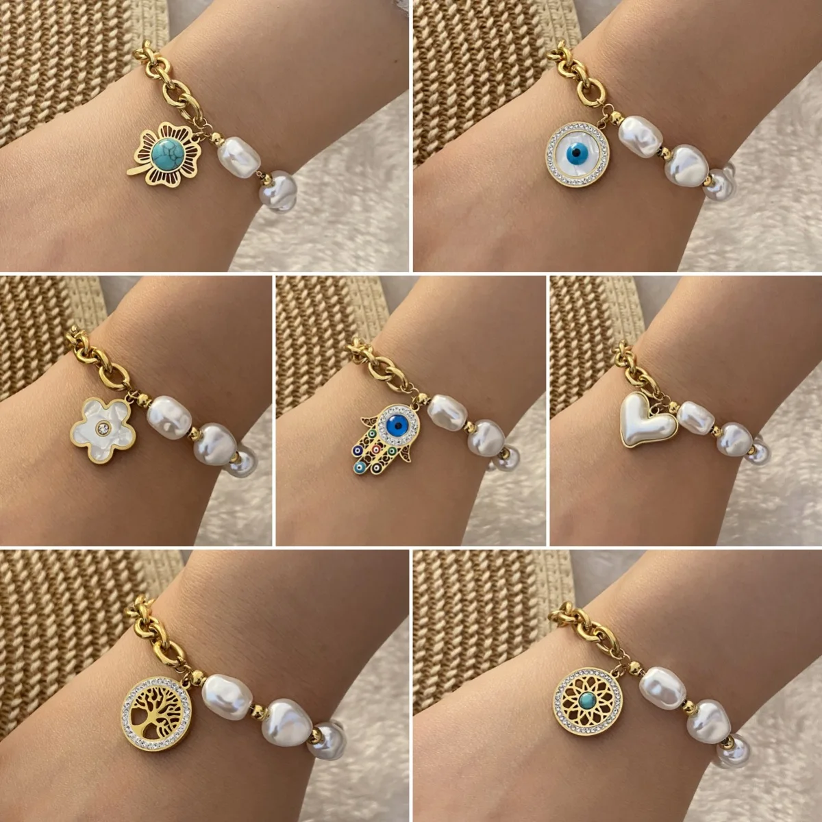 

Pedina Stainless Steel Pearl Zircon Bracelet For Women Luxury Bangles Non fading Wrist Jewelry