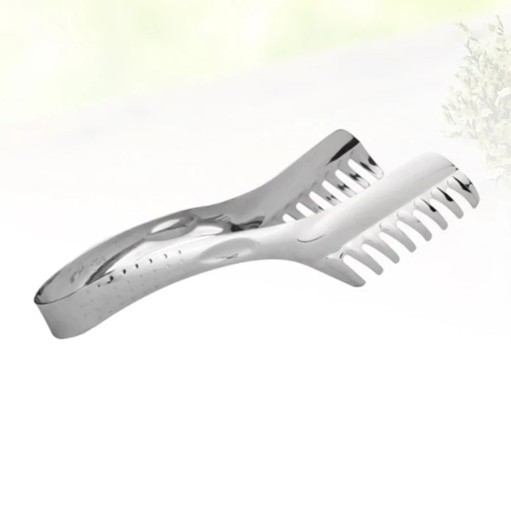 

Stainless Steel Food Clip Comb Shaped Bbq Tongs Kitchen Tool For Grilling Bread Cake Multifunctional Barbecue Clip Silver