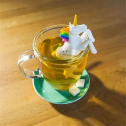 1 Piece Make Tea Infuser Bags Strainer Teaspoon Filter Unicorn Shape Holder Drinkware Kitchen Silicone Rubber Organizer Diffuser