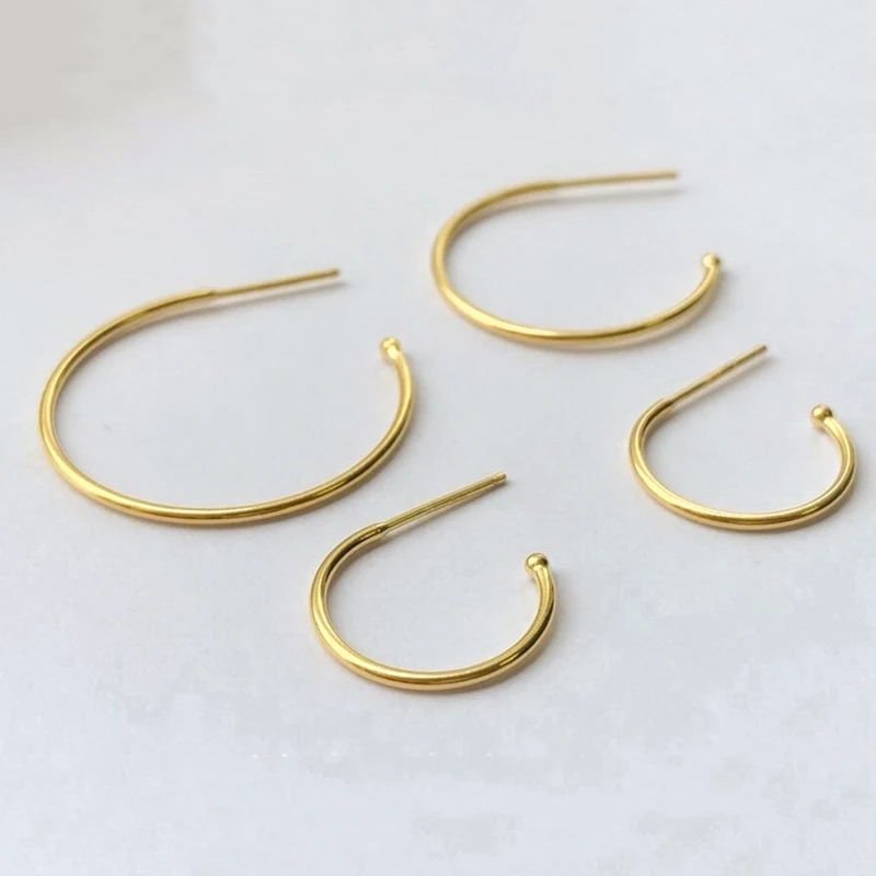 Stud Hoop Post Hoop Studs C Hoop Modern Hoops Hoops with Stud Stud Hoop Earrings Basic Hoop Earrings 14kt Gold Filled