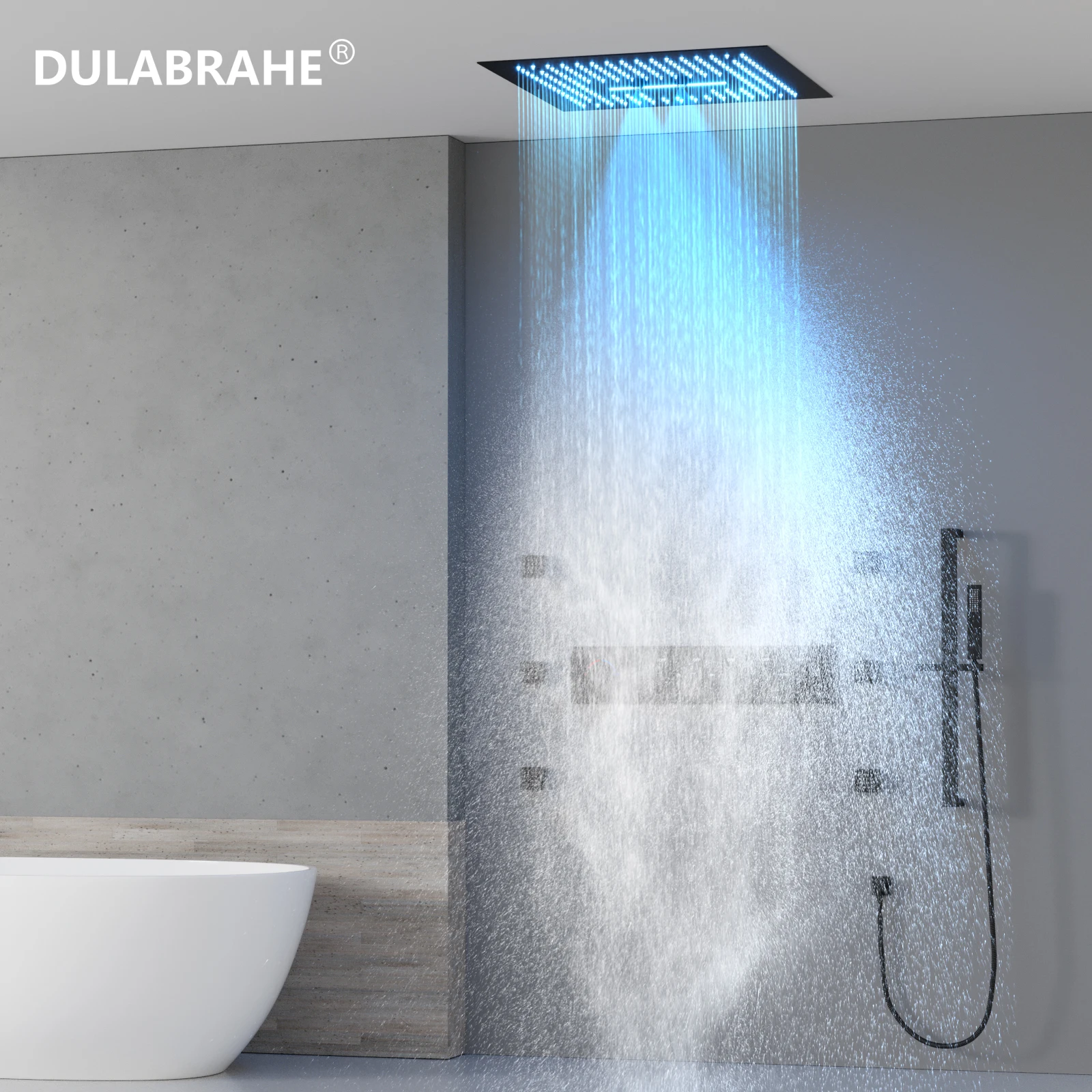 Multifunctional Shower Head Massage Shower Head In-Wall LED Bathroom Set Waterfall Shower Panel