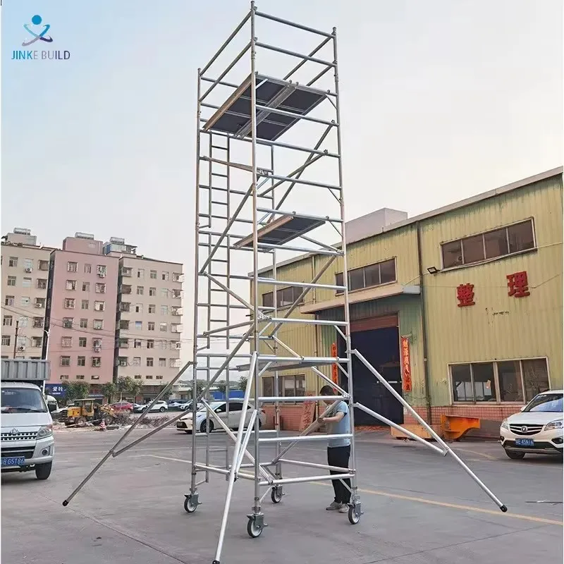 Adjustable Mobile Aluminum Scaffolding Tower 5-8m 200kg Aluminum Scaffolding Tower with Casters for Building Maintenance