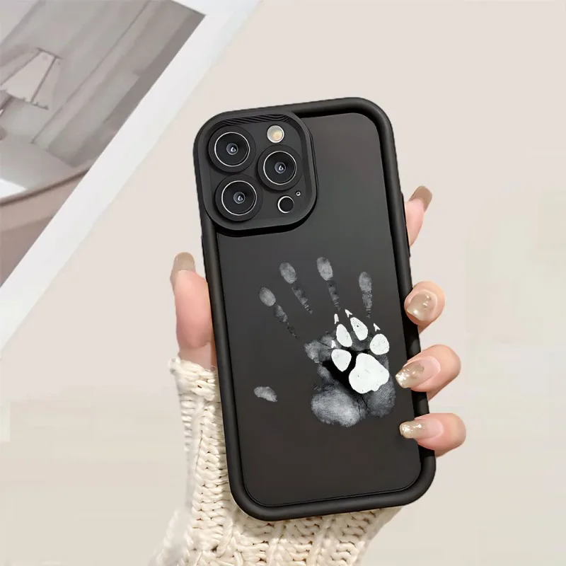 

Handprint pattern phone case suitable for iPhone 16 15 14 13 12 11 Pro/ Max /Plus shock-proof rear cover anti-fingerprint