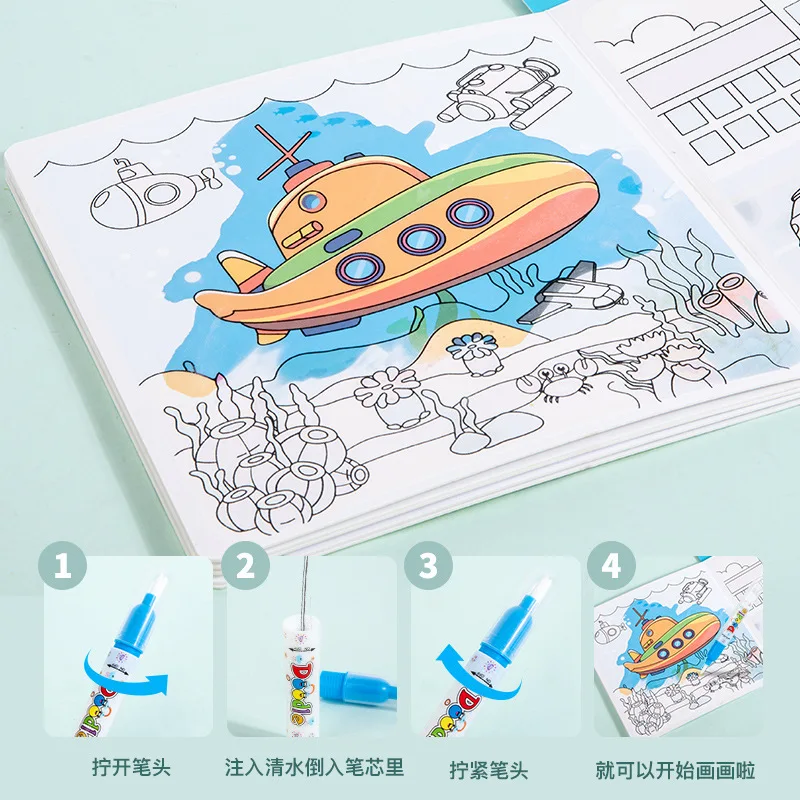 كتاب الرسم المائي للتعليم المبكر للأطفال، كتاب الرسم على الجدران، لعبة تعليمية للإدراك الحيواني