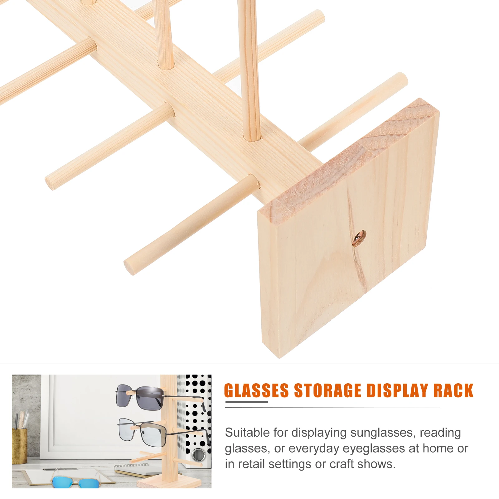 

Sunglasses Display Eyewear Rack Wooden Pine Sunglasses Display Practical ganizer Retail Home Craft Show Storage Durable