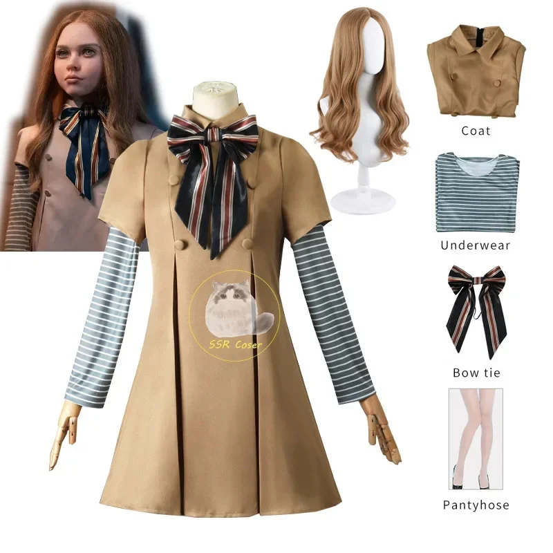 M3gan Cosplay Costume Megan Dress Ai Doll Robots Skirt Top Socks Horrible Movie M3gan Child Cosplay Dress Outfit for Girls