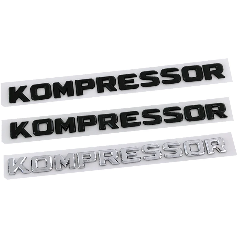 3d ABS Chrome Black Logo Kompressor Letters Car Trunk Emblem For C E SLK 230 200 C230 C180 C200 Kompressor Sticker Accessories