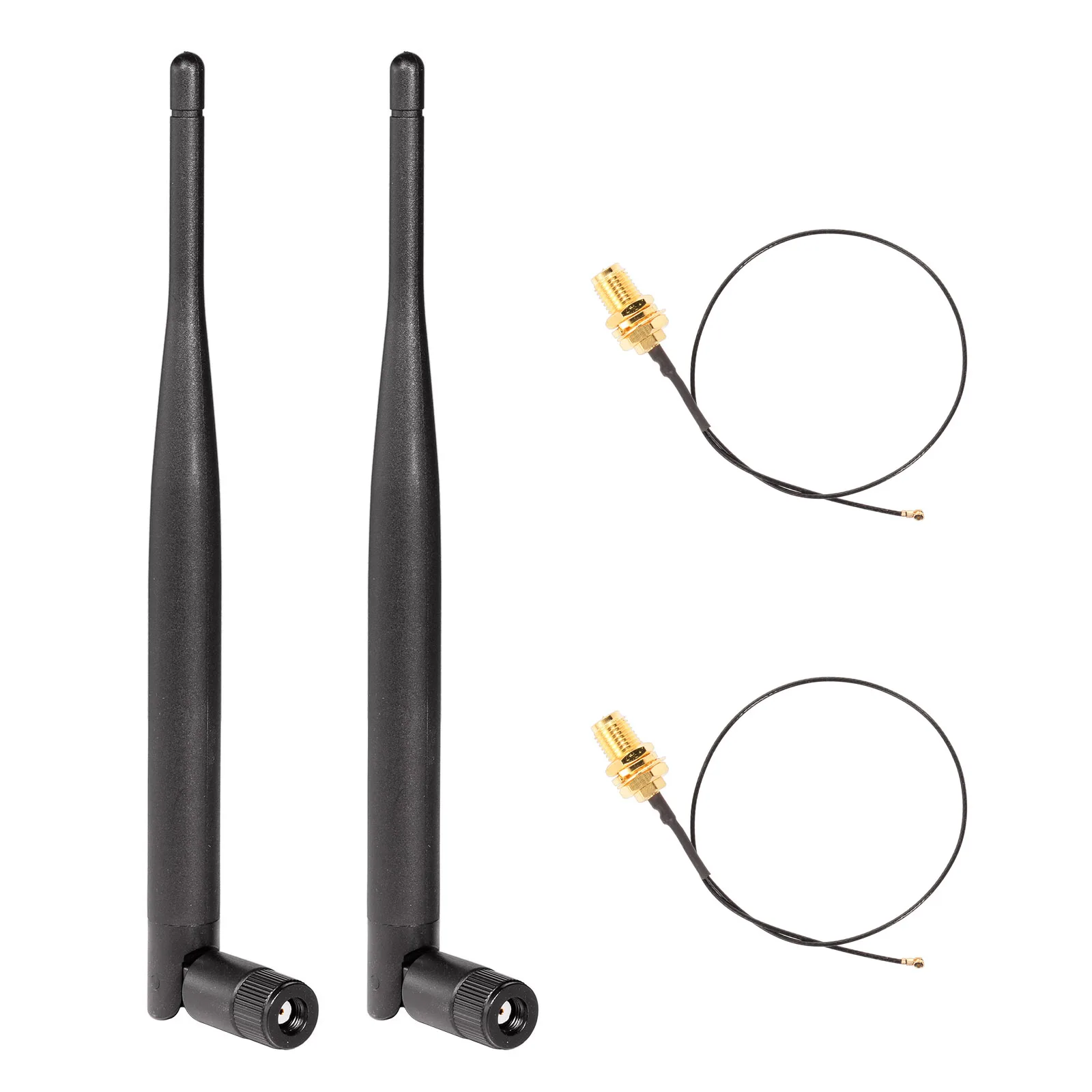 Superbat 2pcs M.2 2.4GHz 5GHz 5.8GHz 3dbi MIMO WiFi Antenna RP-SMA Male + Ipex4 to RP-SMA Cable for Wireless Network Card