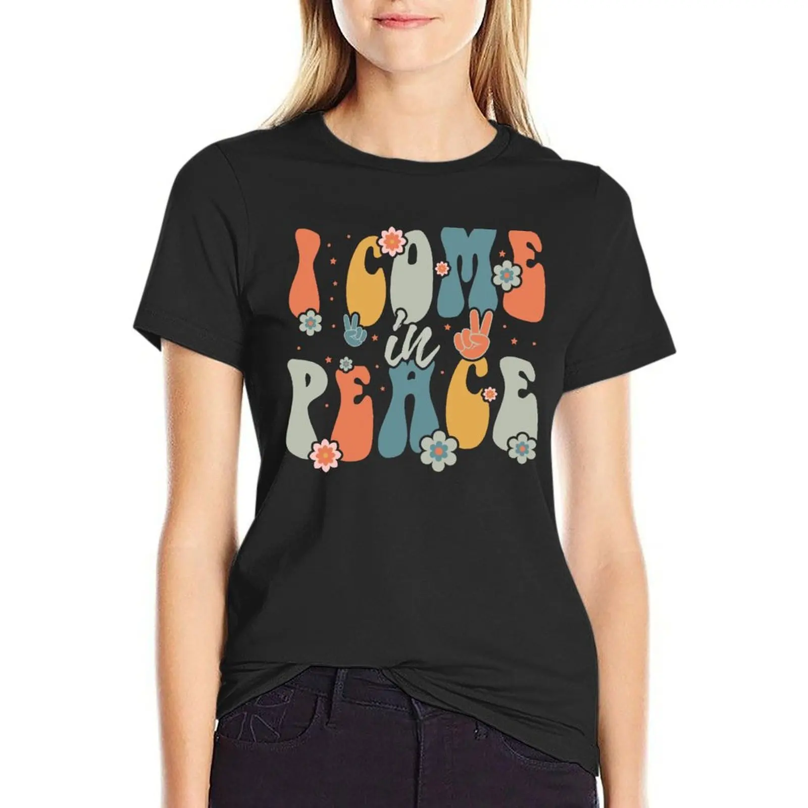 

I Come In Peace I'm Peace Funny Couple's Matching Vintage T-Shirt lady clothes summer top summer blouses woman 2024