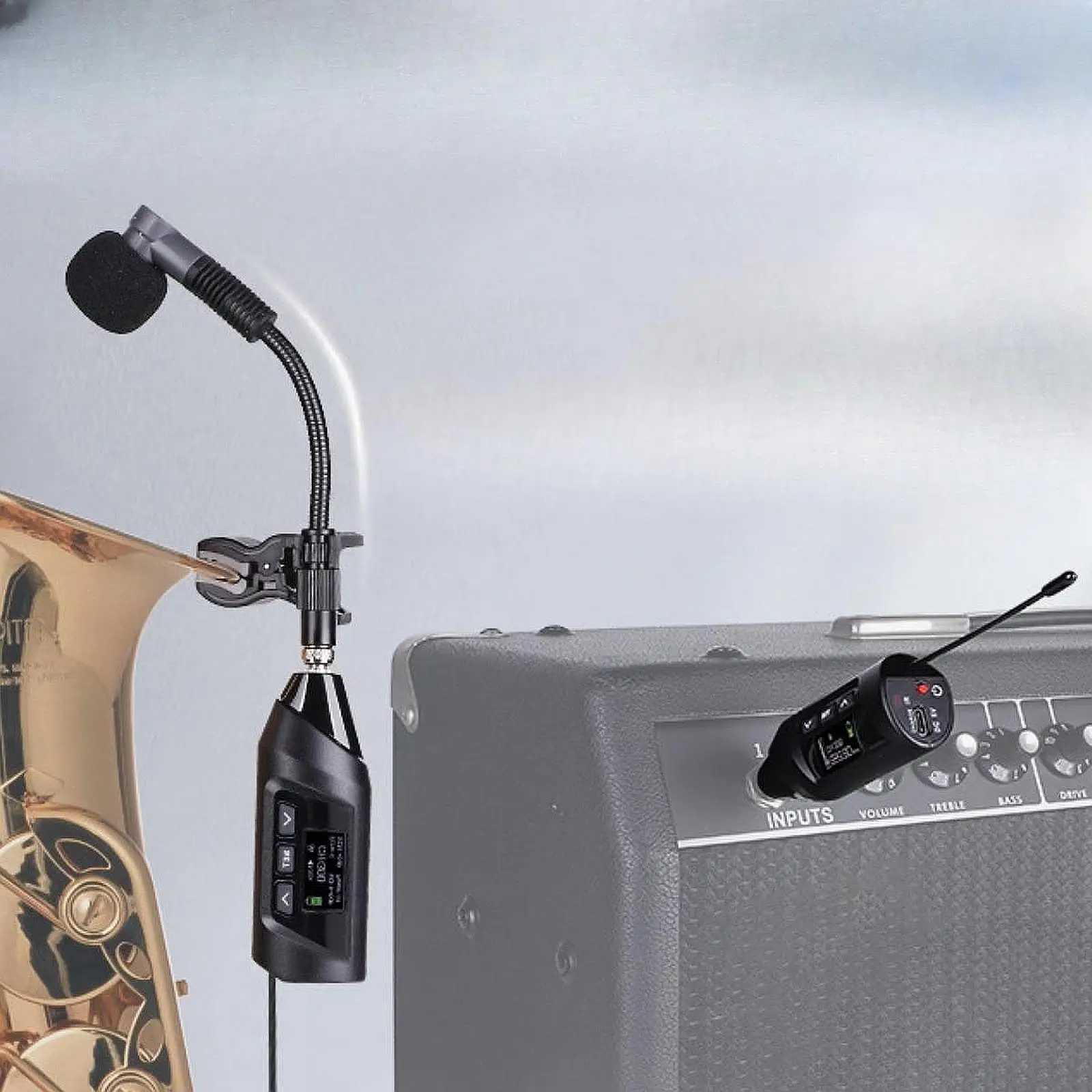 

Wireless Sax Microphone with Clip for Clarinet Horn Mic Stage Performances