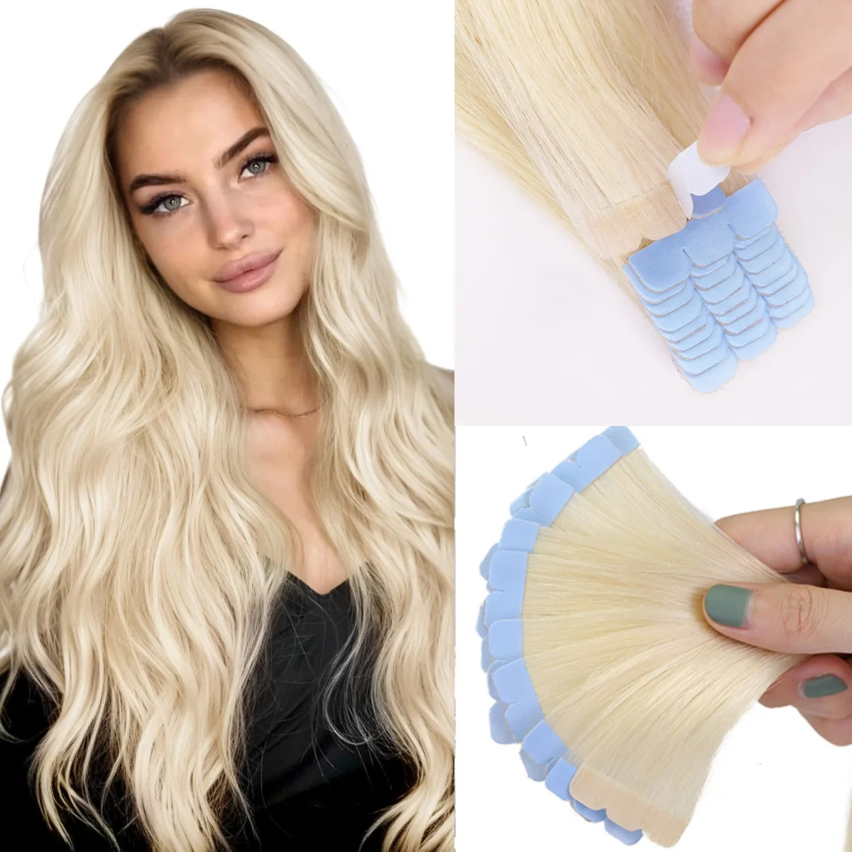 

Invisible Mini Tape Hair Extensions 12-20Inch Human Hair Extentions 3x0.8cm Invisible Tape 10pcs/pack For Side Machine-Remy Hair