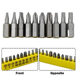 10pcs Screwdriver Bit Set Drive Nutdrivers For 7-character L-shaped Wrench Durable 6.35mm Silver Yellow Power Tools Accessories