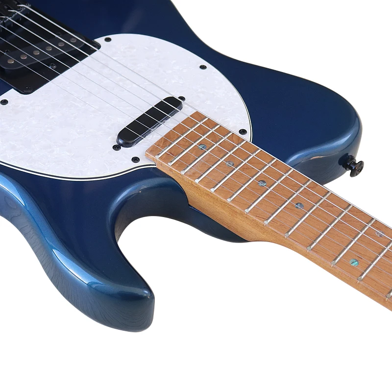 6 Strings Electric Guitar Metaillc Blue Solid Okoume Body 39 Inch High Glossy Guitar With Canada Maple In Stock