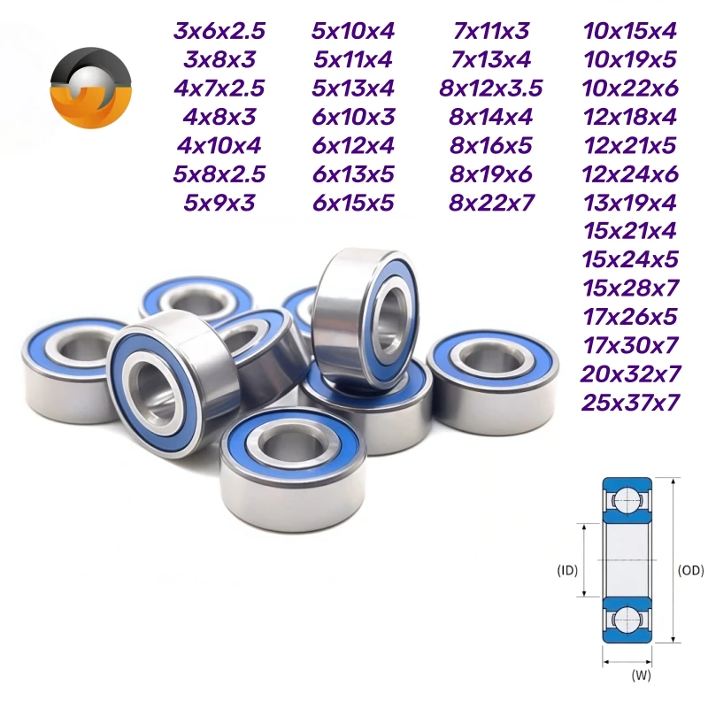 MR115RS 5x11x4mm Bearing 10Pcs Rubber Sealed Mini Ball Bearings 4x7x2.5 5x8x2.5 5x10x4 8x12x3.5 8x14x4 mm RC Car Toy Bearing Kit
