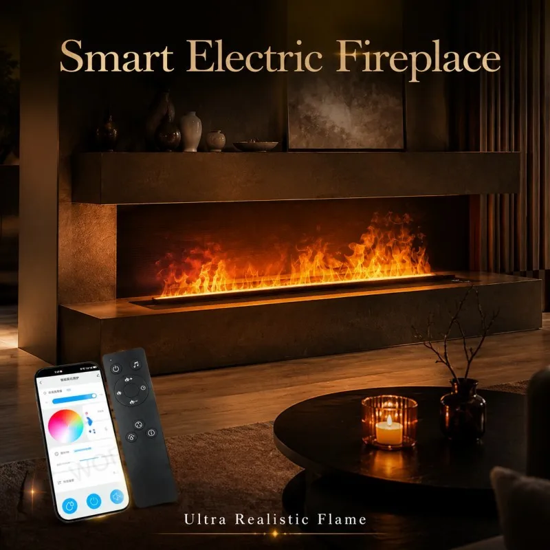 LED Flame Electric Fireplace for Living Room Safe & Family-Friendly Fireplace for Modern Homes RGB Flame Fireplace Firebox