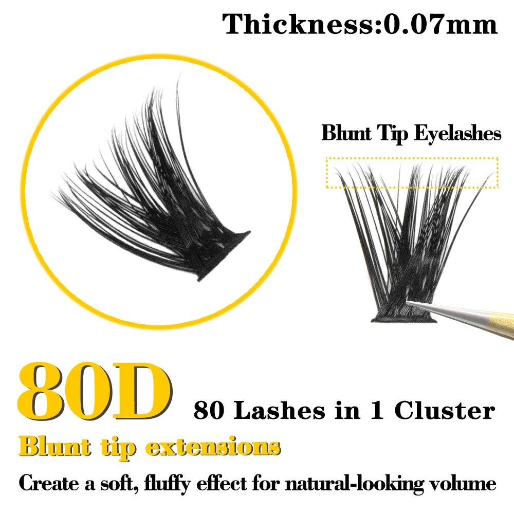 Ciglia Kimcci 80D con punta smussata Ciglia soffici e naturali voluminose 3D Ciglia finte morbide per tutti i giorni per strumenti di trucco glamour quotidiano