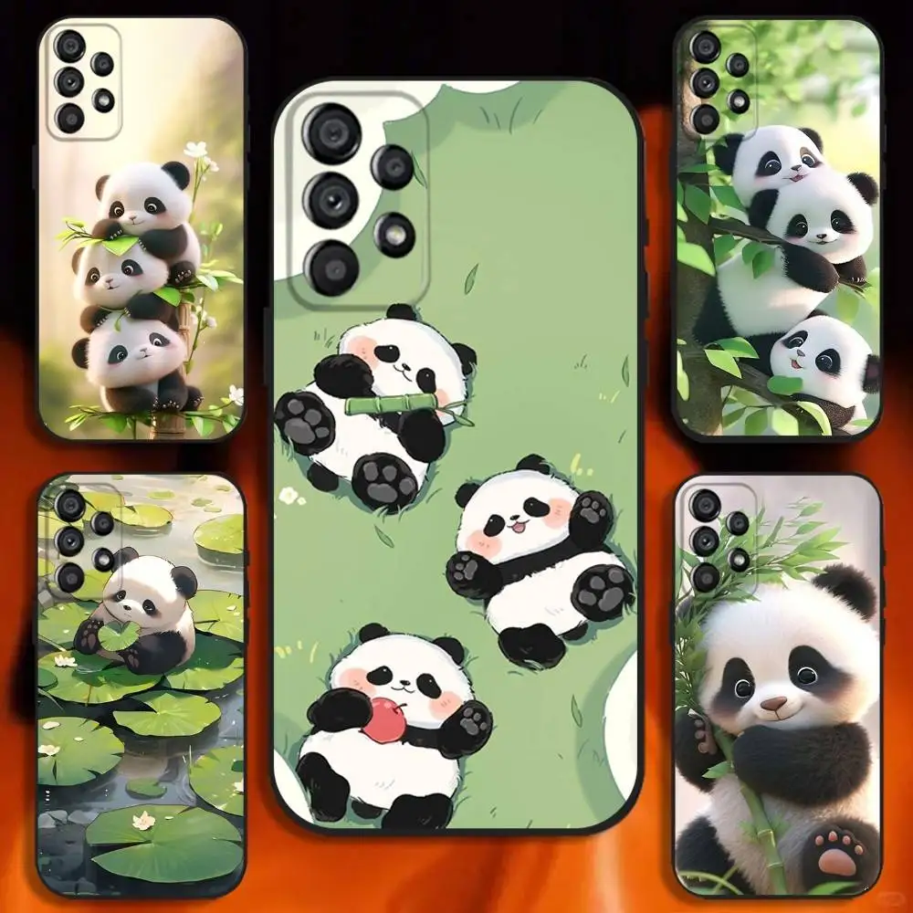 

Cartoon Cute Panda Bear Phone Case For Samsung Galaxy A20,A21s,A22,A31,A32,A52,A53,A72,73,A80 Soft Black Cover