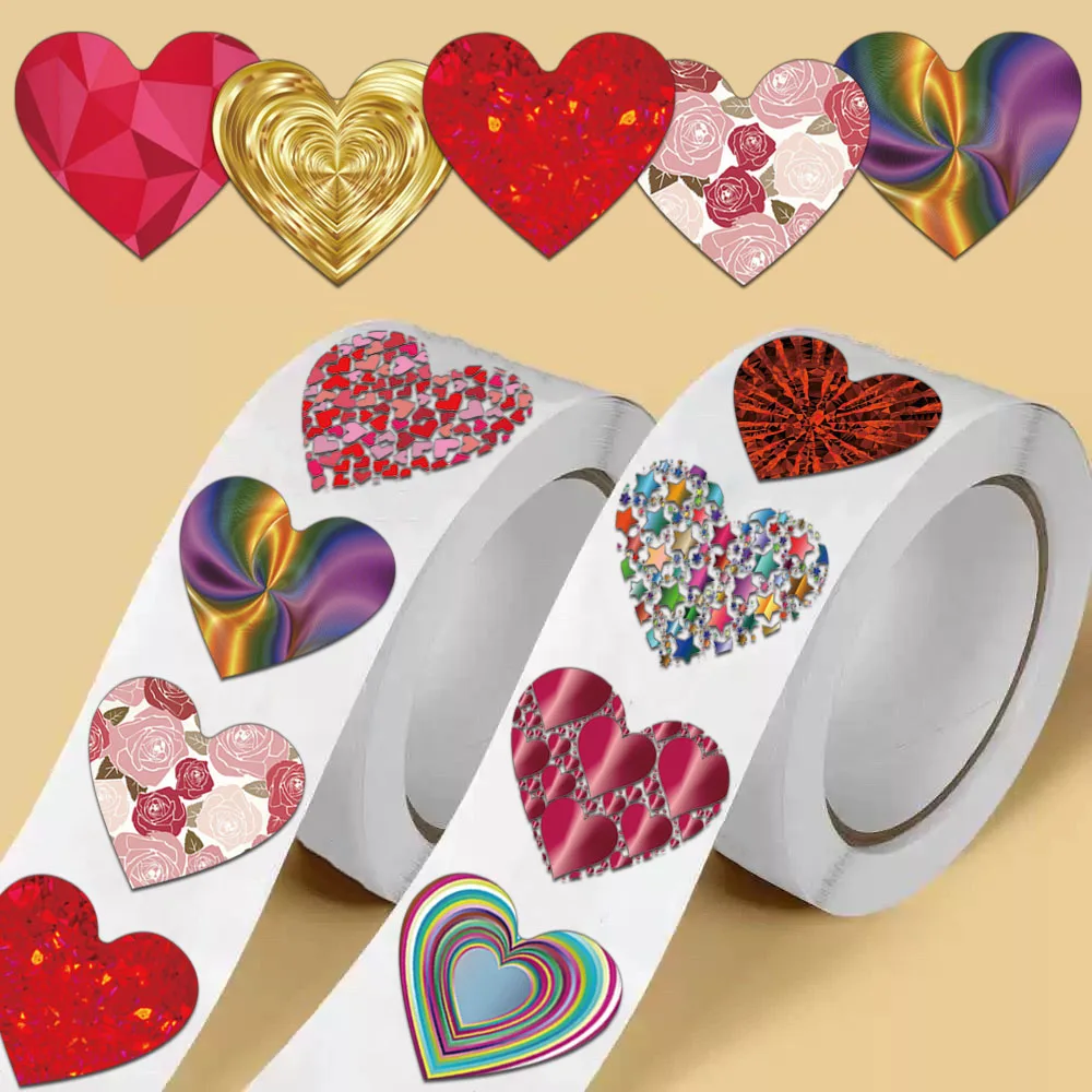 500PCS Creative Shining Love Roll Stickers, Account Decoration, DIY Skateboard Notebook, Water Cup Waterproof Stickers
