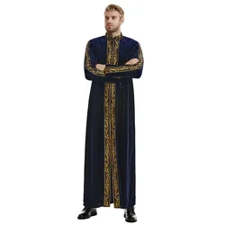 Vestido longo bordado de veludo masculino, Eid, muçulmano, quimono islâmico, muçulmano saudita, Dubai, estilo árabe