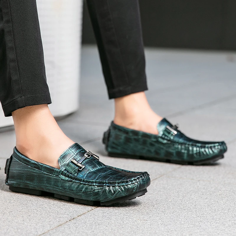 MAEDEF رجل أحذية خفيفة بدون كعب أحذية مسطحة الرجال عادية بولي أحذية أحذية من الجلد مريحة المضادة للانزلاق تنفس الذكور القيادة أحذية مشي #5