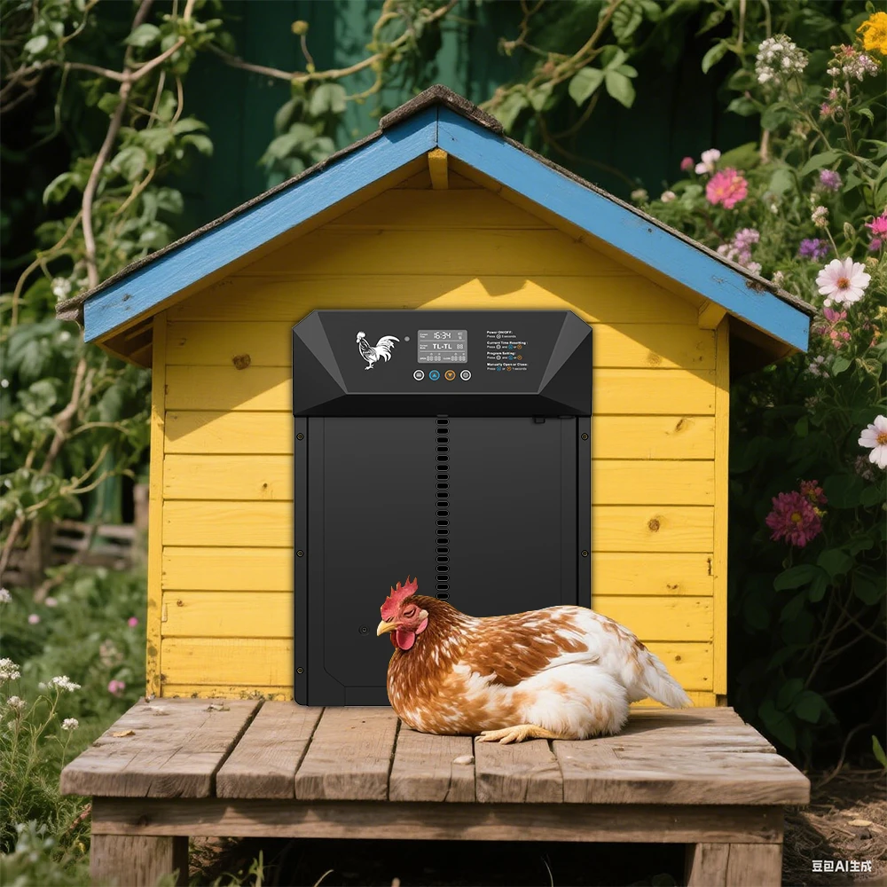Fully automatic chicken and duck coop door, equipped with solar and dry batteries, multi-mode control, no site selection for use