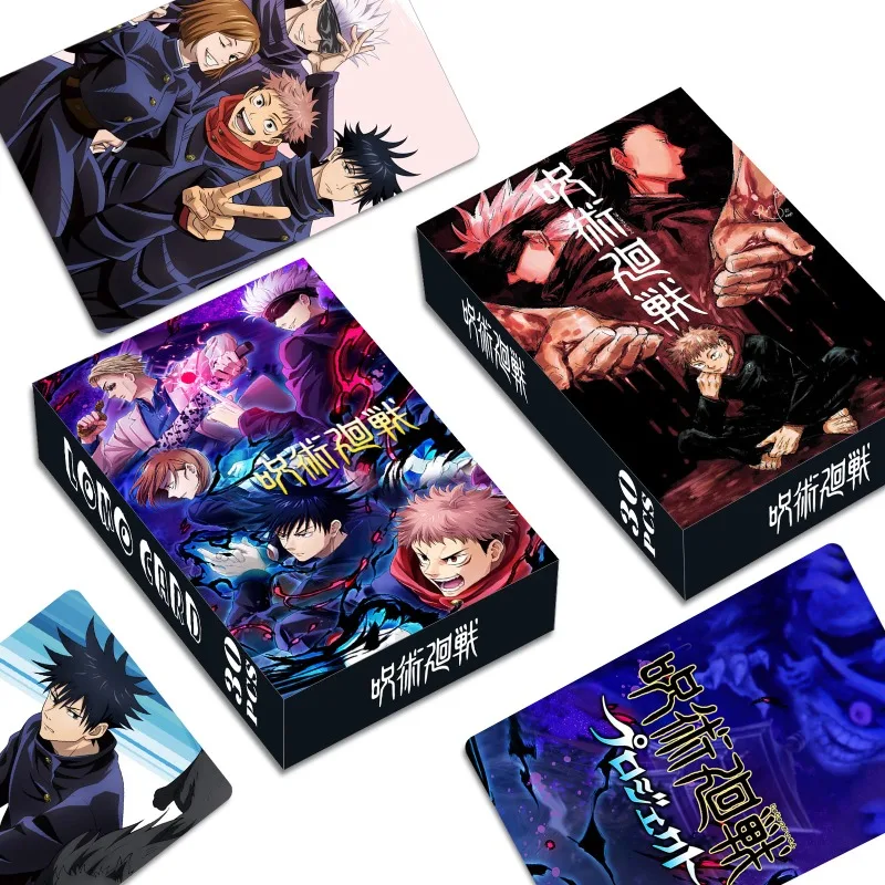 30 Tarjetas Coleccionables de Anime Jujutsu Kaisen, en Caja, Doble Cara, con Diseño Creativo de Personajes de Dibujos Animados, Impresión HD, Marcapáginas