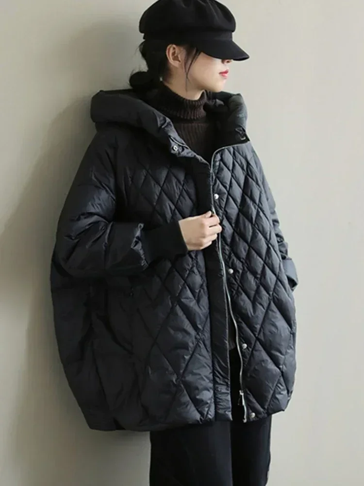 

Women Hooded Loose 90% White Duck Down Parka Casual Female Thick Warm Down Coat Snow Jackets Outwear New Autumn Winter Jackets