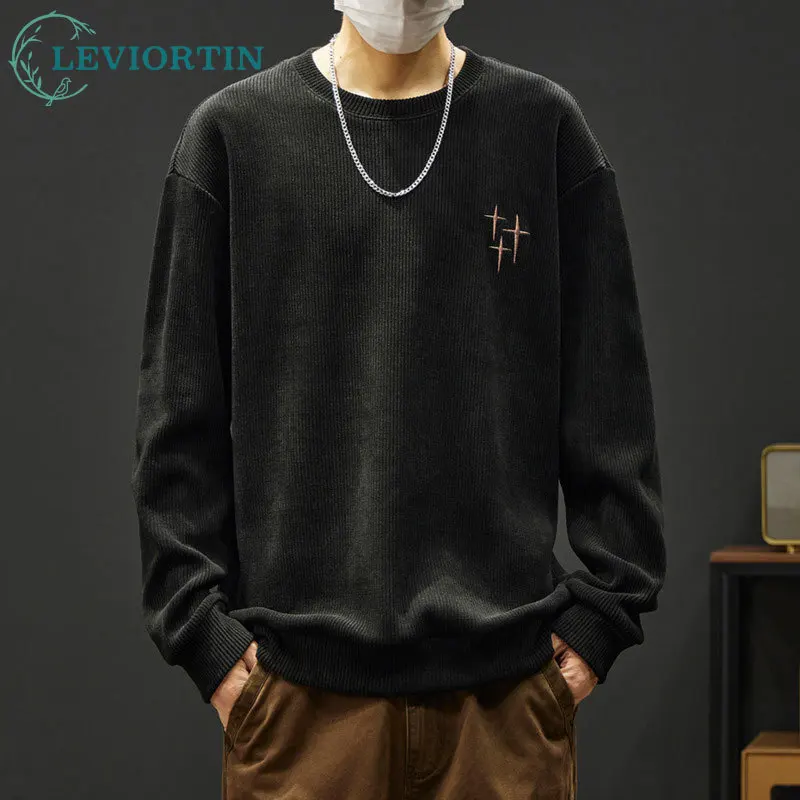 

Men's 2025 autumn and winter new loose and versatile top, trendy and casual fashion, Anxica round neck youth pullover hoodie
