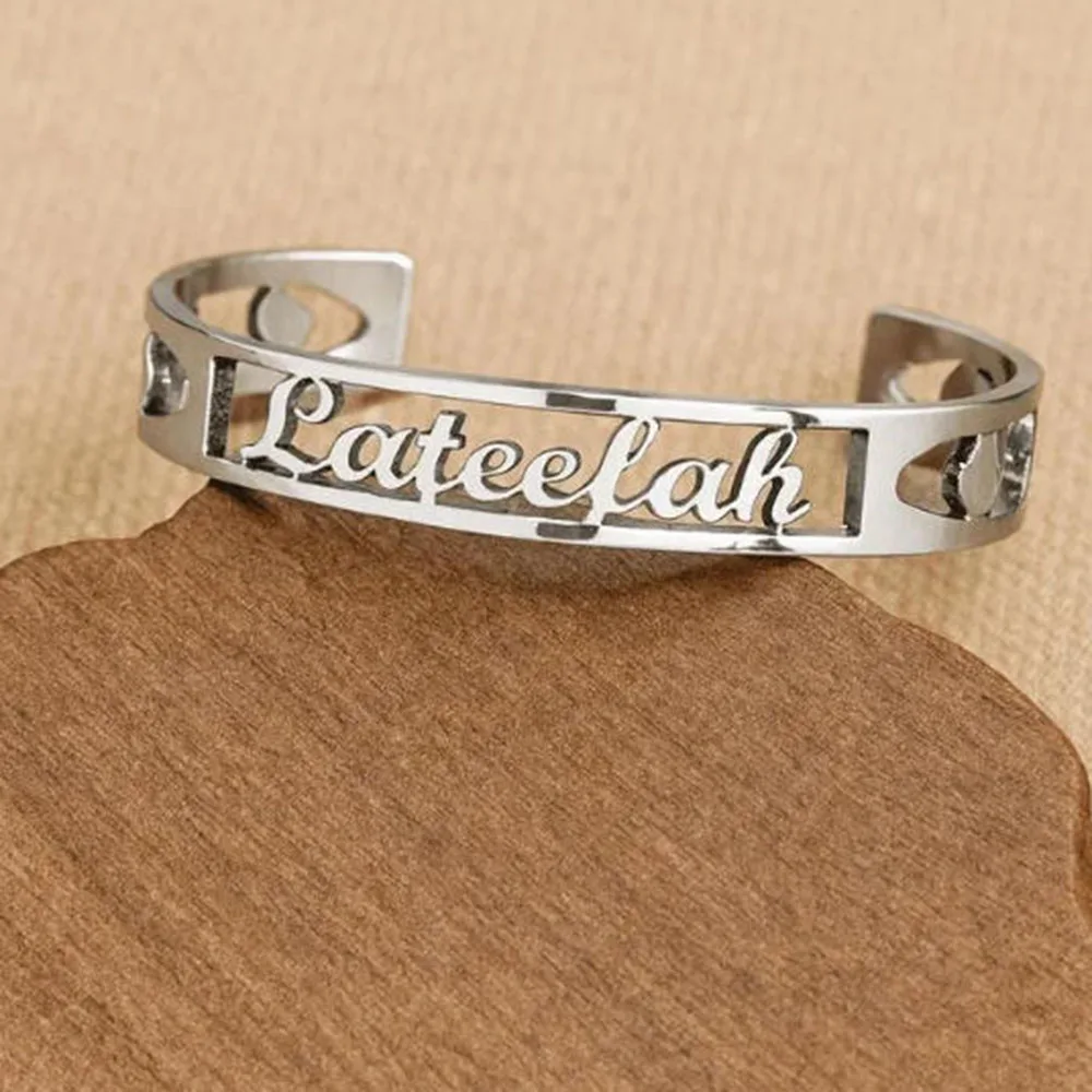 

Engraved Bracelet - Women's Customizable Bracelet - Simple Hollow Jewelry Gift