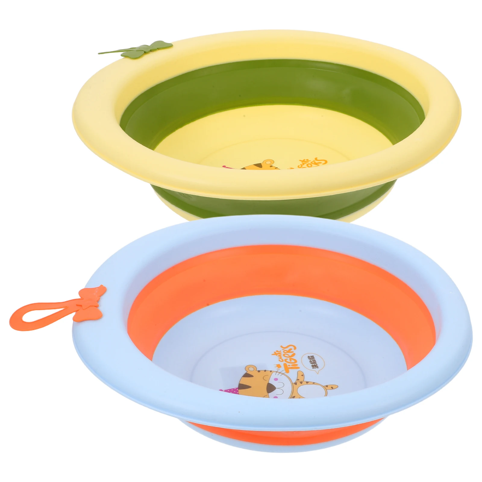 

2pcs Baby Folding Washbasin Cartoon Tubs for Newborn Foldable Basin Plastic Portable Kids Face Foot Bathtub Infant Washing