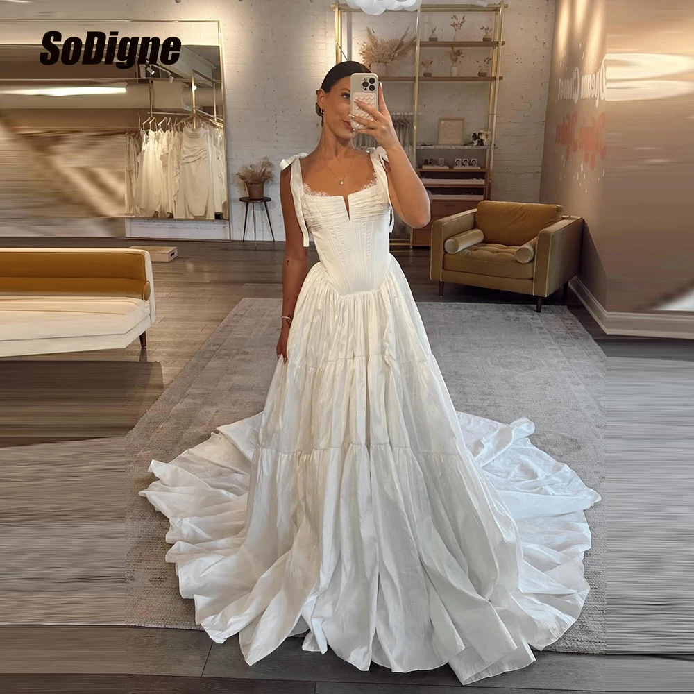 

SoDigne A-line Taffeta Elegant Wedding Dresses Sleeveless Bride Dress 2026 Long Wedding Gown vestidos de novia Customized