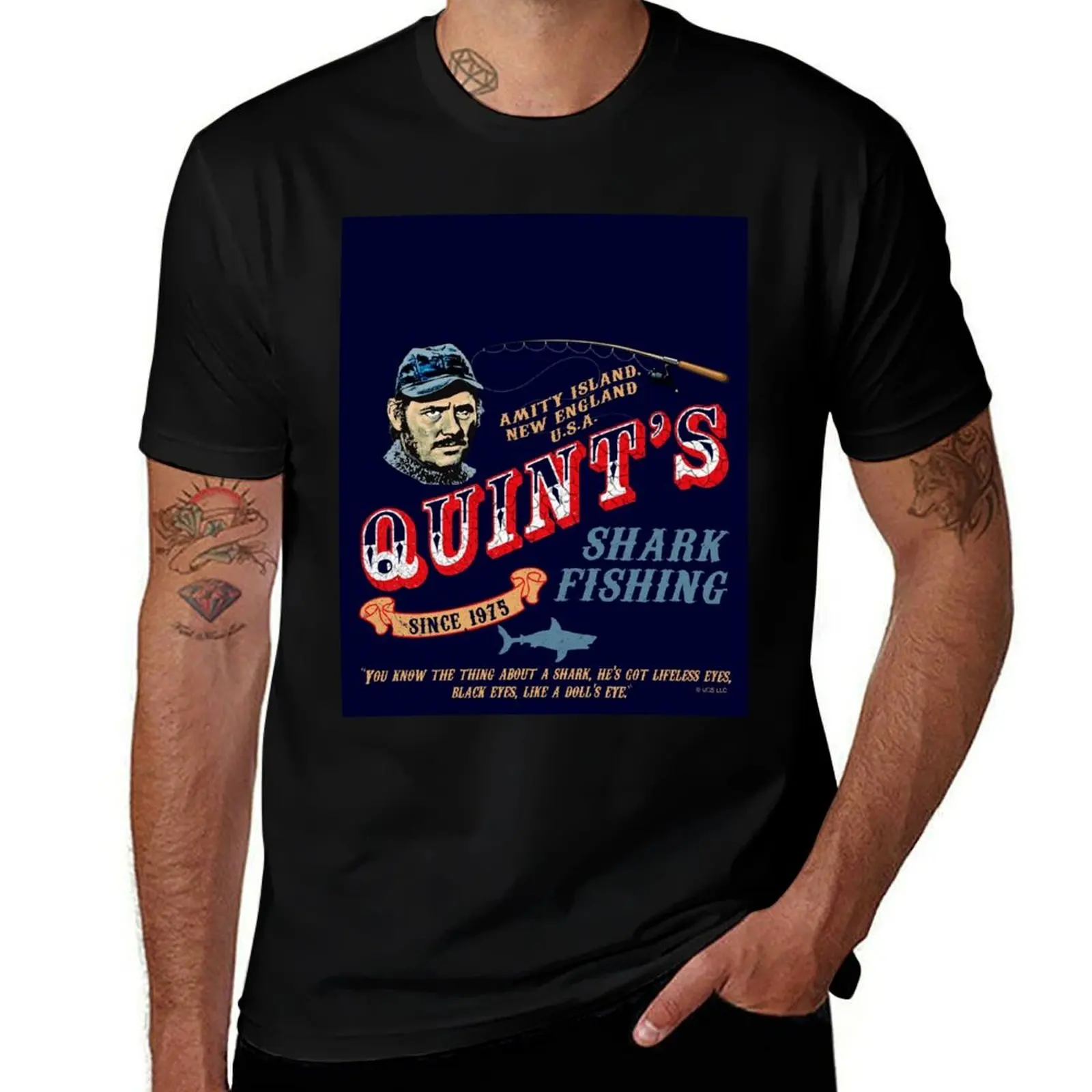 Quint's Shark Fishing Wood (Universal ? UCS LLC) T-Shirt Basic Breathable Solid Color T-Shirt